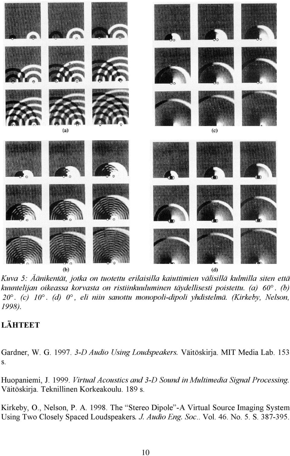 3-D Audio Using oudspeakers. Väitöskirja. MIT Media ab. 153 s. uopaniemi, J. 1999. Virtual Acoustics and 3-D Sound in Multimedia Signal Processing. Väitöskirja. Teknillinen Korkeakoulu.
