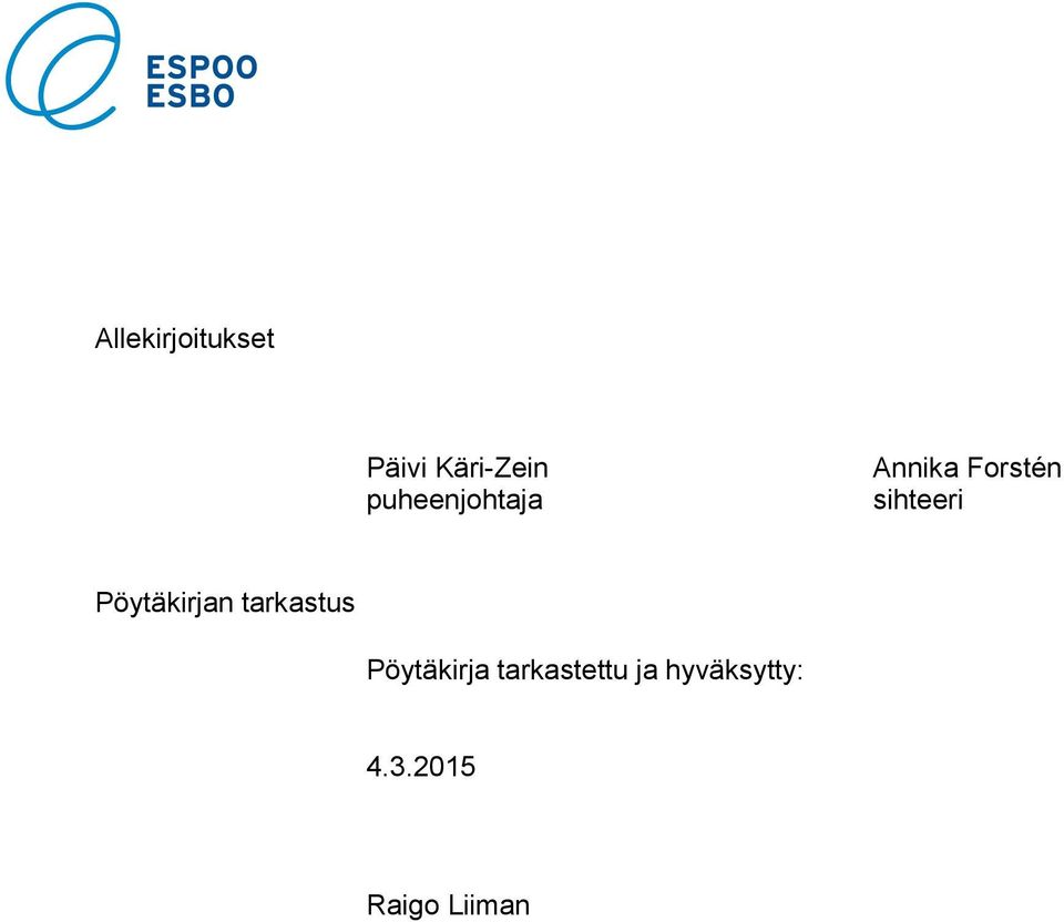 Pöytäkirjan tarkastus Pöytäkirja