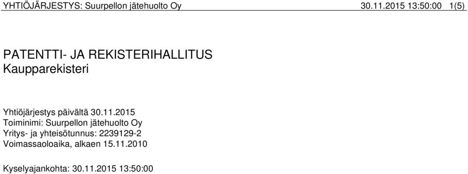 Yhtiöjärjestys päivältä 30.11.