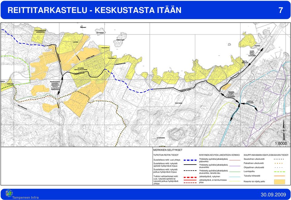 LIIKENTEEN VERKKO pääverkko alueverkko alueverkko, talvella latu Jalkakäytävä, nykyinen Jalkakäytävä, ei talvikunnossapitoa KAUPPI-NIIHAMAN