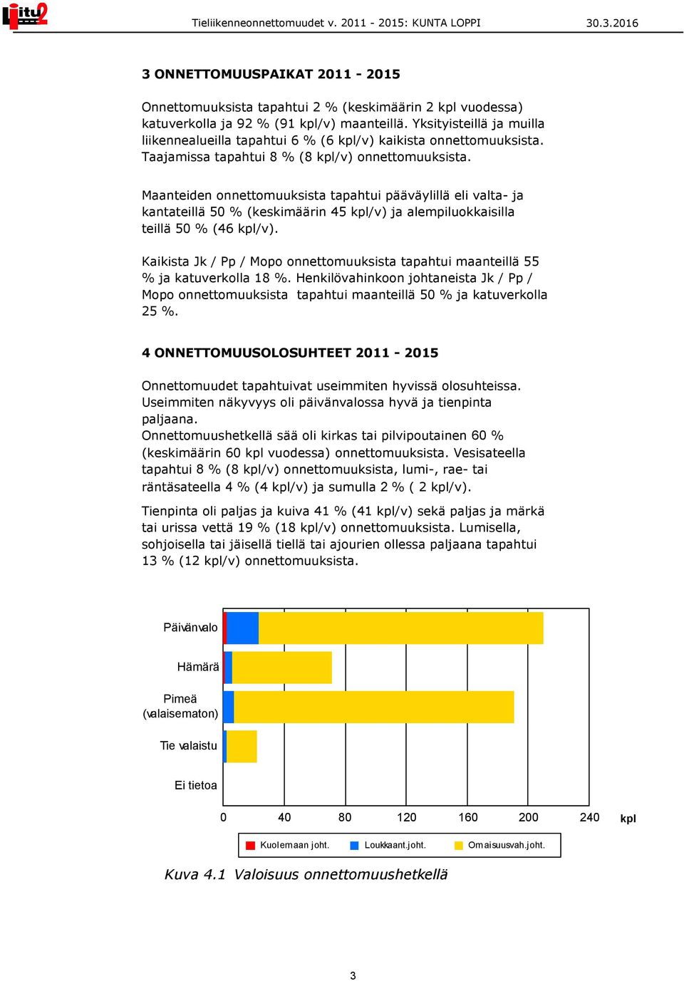 Maanteiden onnettomuuksista tapahtui pääväylillä eli valta- ja kantateillä 50 % (keskimäärin 45 /v) ja alempiluokkaisilla teillä 50 % (46 /v).