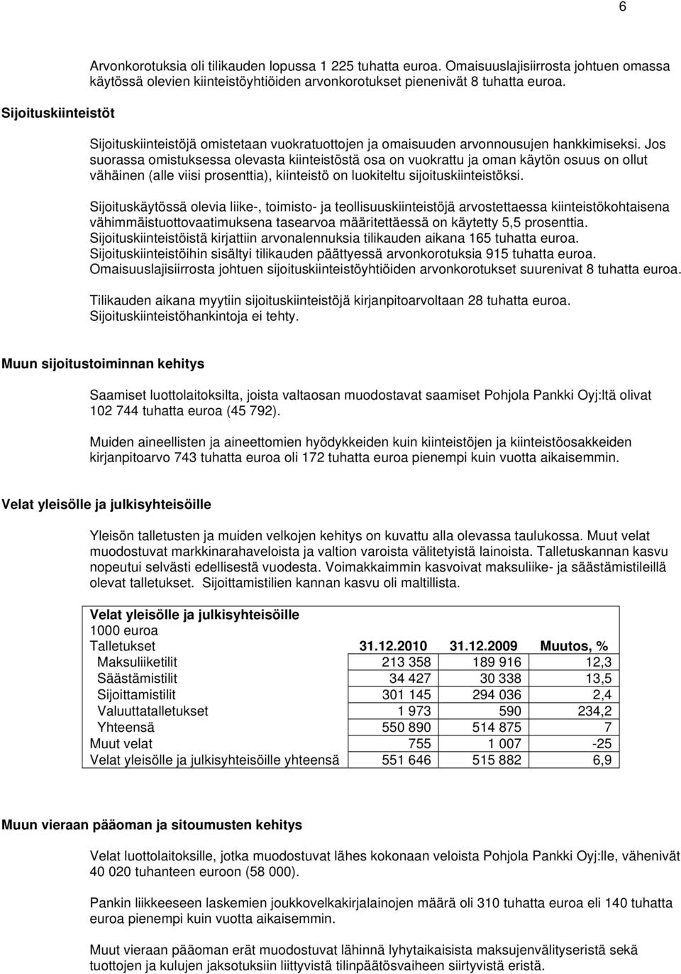 Jos suorassa omistuksessa olevasta kiinteistöstä osa on vuokrattu ja oman käytön osuus on ollut vähäinen (alle viisi prosenttia), kiinteistö on luokiteltu sijoituskiinteistöksi.
