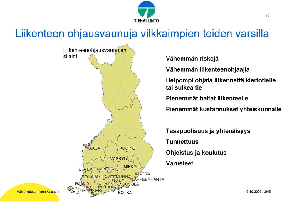 sulkea tie Pienemmät haitat liikenteelle Pienemmät kustannukset