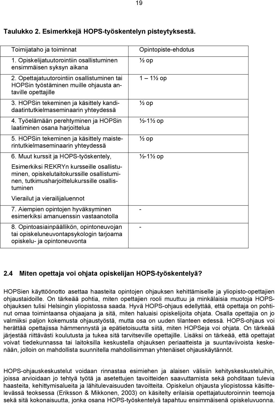 Työelämään perehtyminen ja HOPSin laatiminen osana harjoittelua 5. HOPSin tekeminen ja käsittely maisterintutkielmaseminaarin yhteydessä 6.