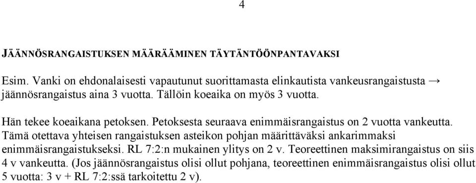 Hän tekee koeaikana petoksen. Petoksesta seuraava enimmäisrangaistus on 2 vuotta vankeutta.