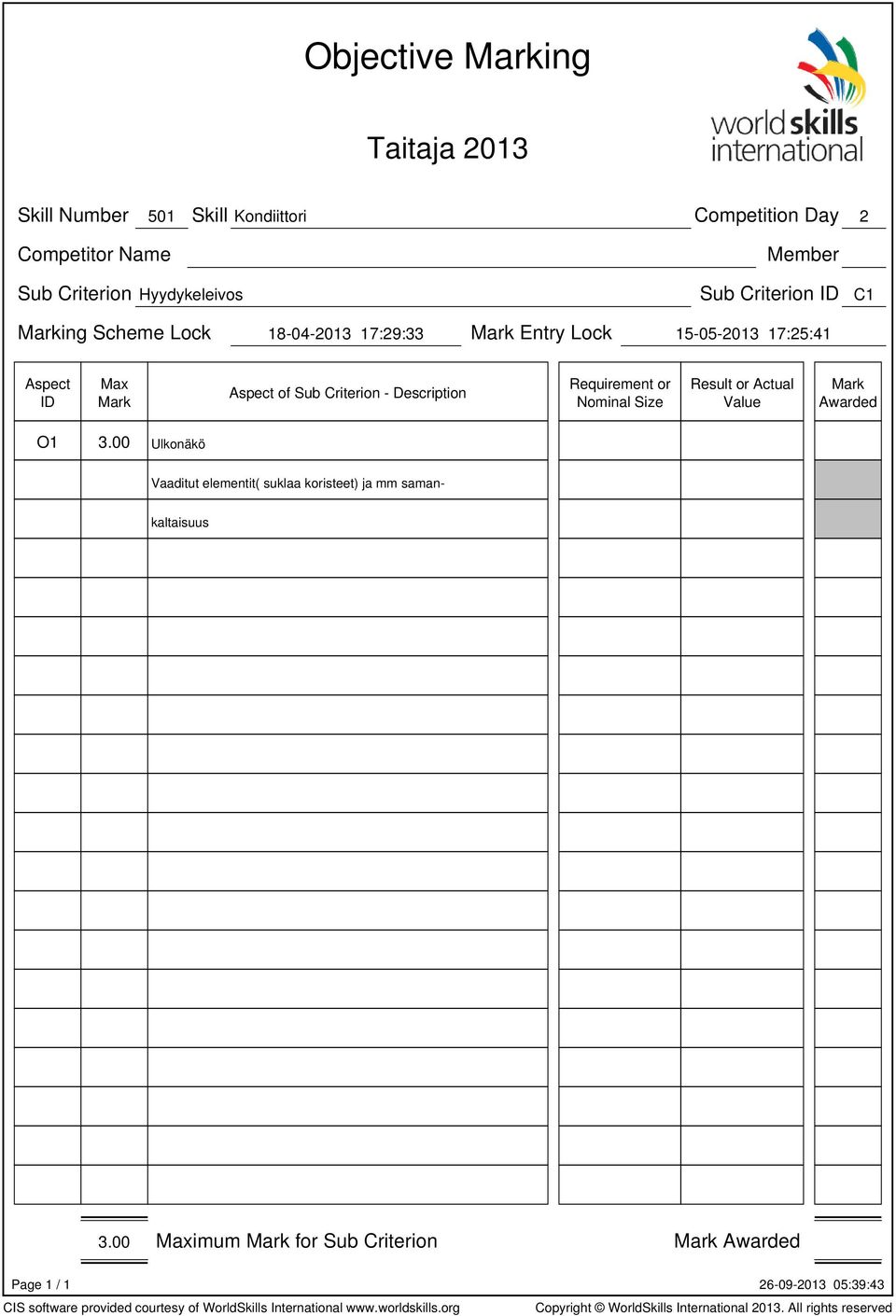 15-05-2013 17:25:41 Requirement or Nominal Size Result or Value O1 3.