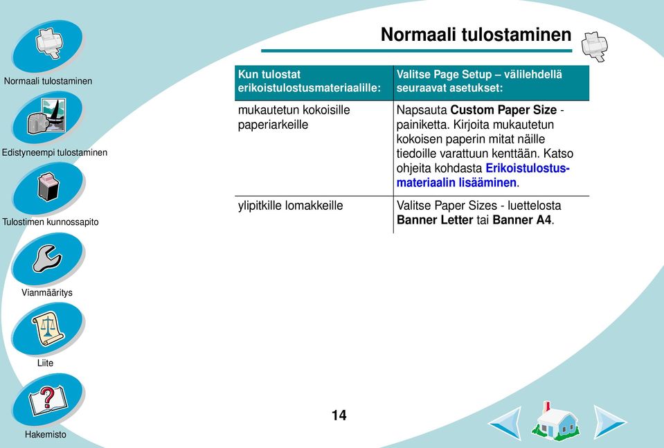 painiketta. Kirjoita mukautetun kokoisen paperin mitat näille tiedoille varattuun kenttään.