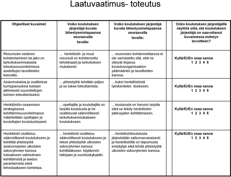 ... henkilöstö- ja muut resurssit on kohdennettu tehokkaasti ja tarkoituksen mukaisesti.