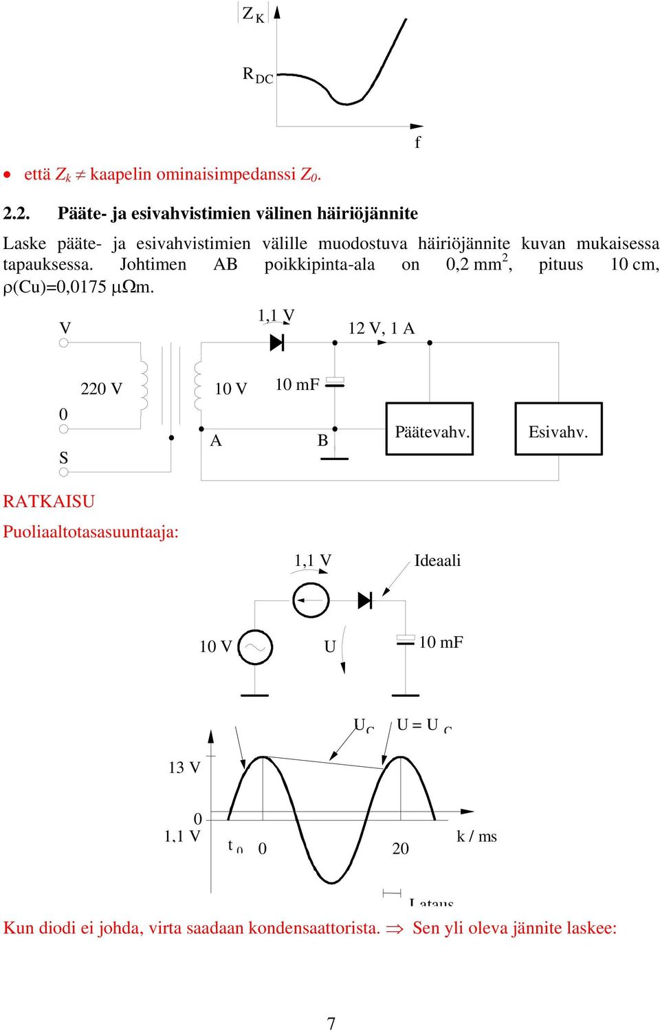 1 cm, ρ(u)=,175 µωm V 1,1 V 12 V, 1 A S 22 V 1 V A 1 mf B Päätevav Esivav RATKAS Puoiaatotasasuuntaaja: 1,1 V