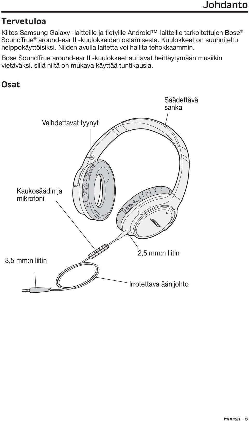 Bose SoundTrue around-ear II -kuulokkeet auttavat heittäytymään musiikin vietäväksi, sillä niitä on mukava käyttää tuntikausia.