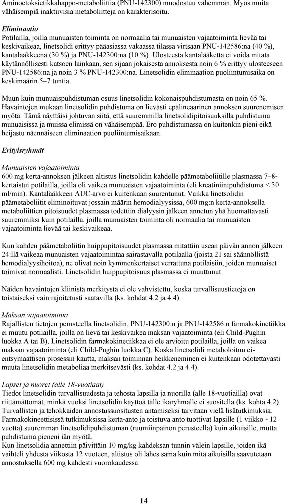 kantalääkkeenä (30 %) ja PNU-142300:na (10 %).