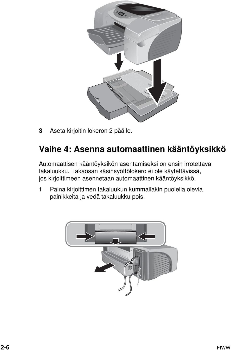 ensin irrotettava takaluukku.