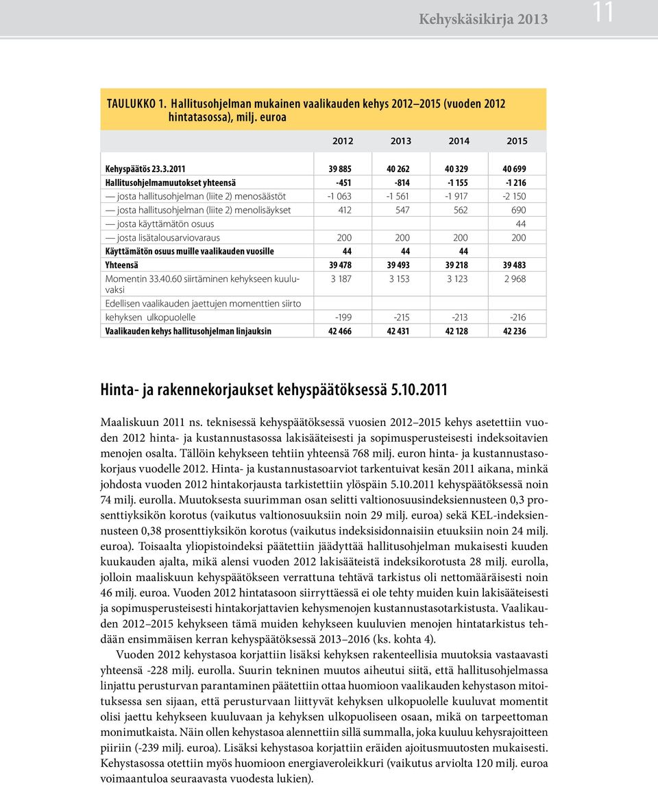 2014 2015 Kehyspäätös 23.