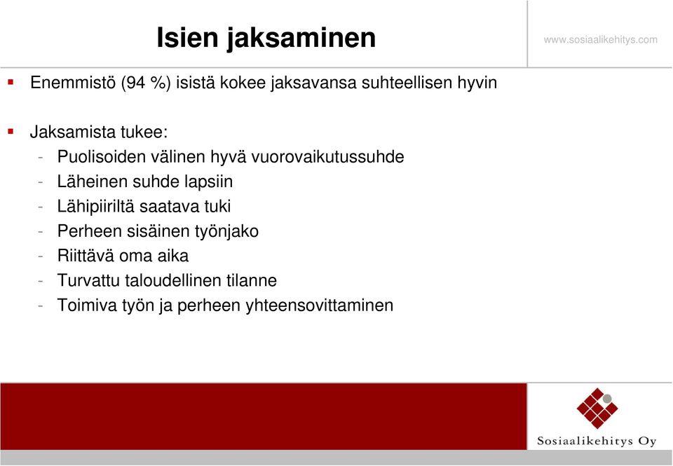 suhde lapsiin - Lähipiiriltä saatava tuki - Perheen sisäinen työnjako -