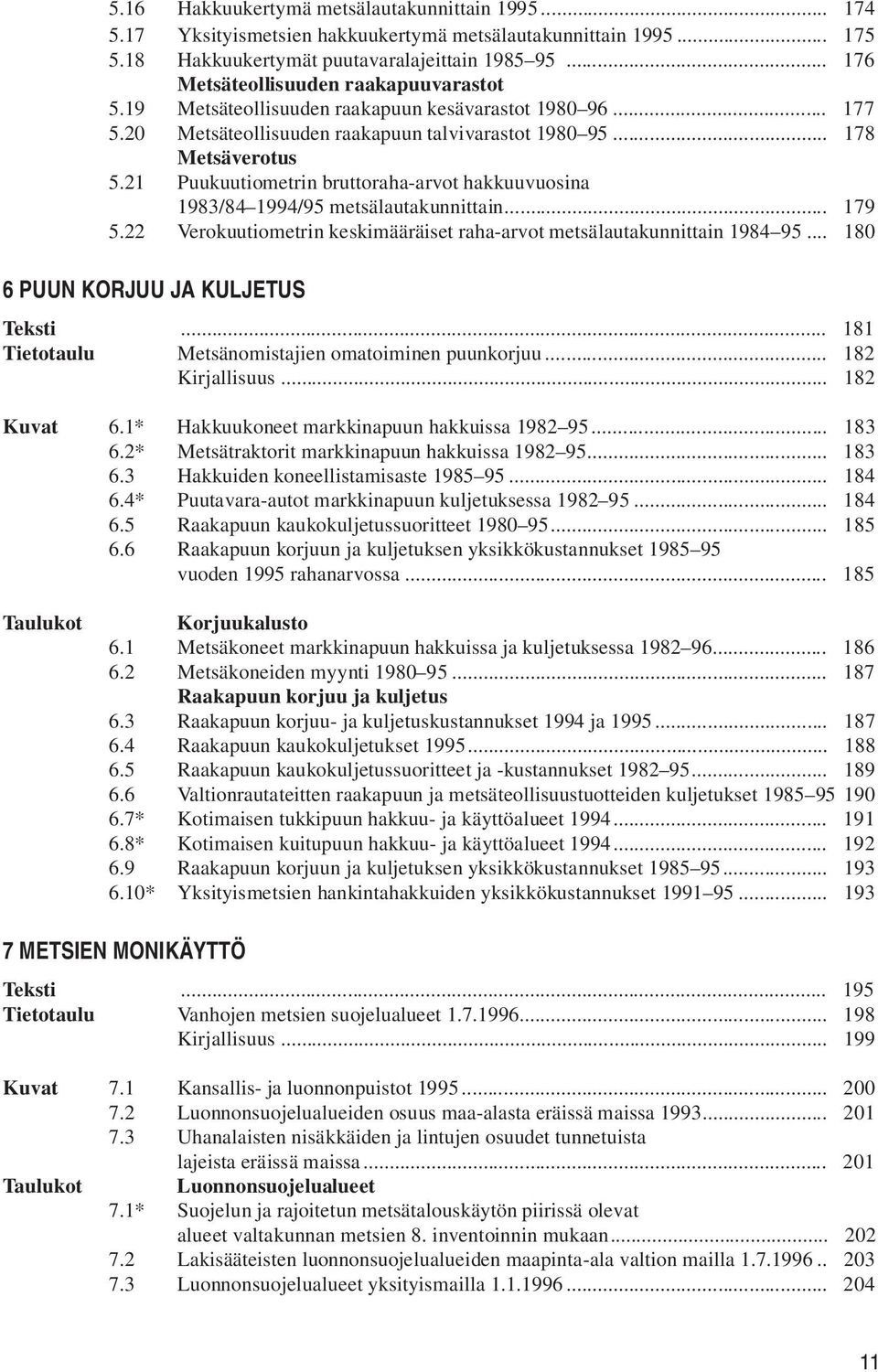 21 Puukuutiometrin bruttoraha-arvot hakkuuvuosina 1983/84 1994/95 metsälautakunnittain... 179 5.22 Verokuutiometrin keskimääräiset raha-arvot metsälautakunnittain 1984 95.