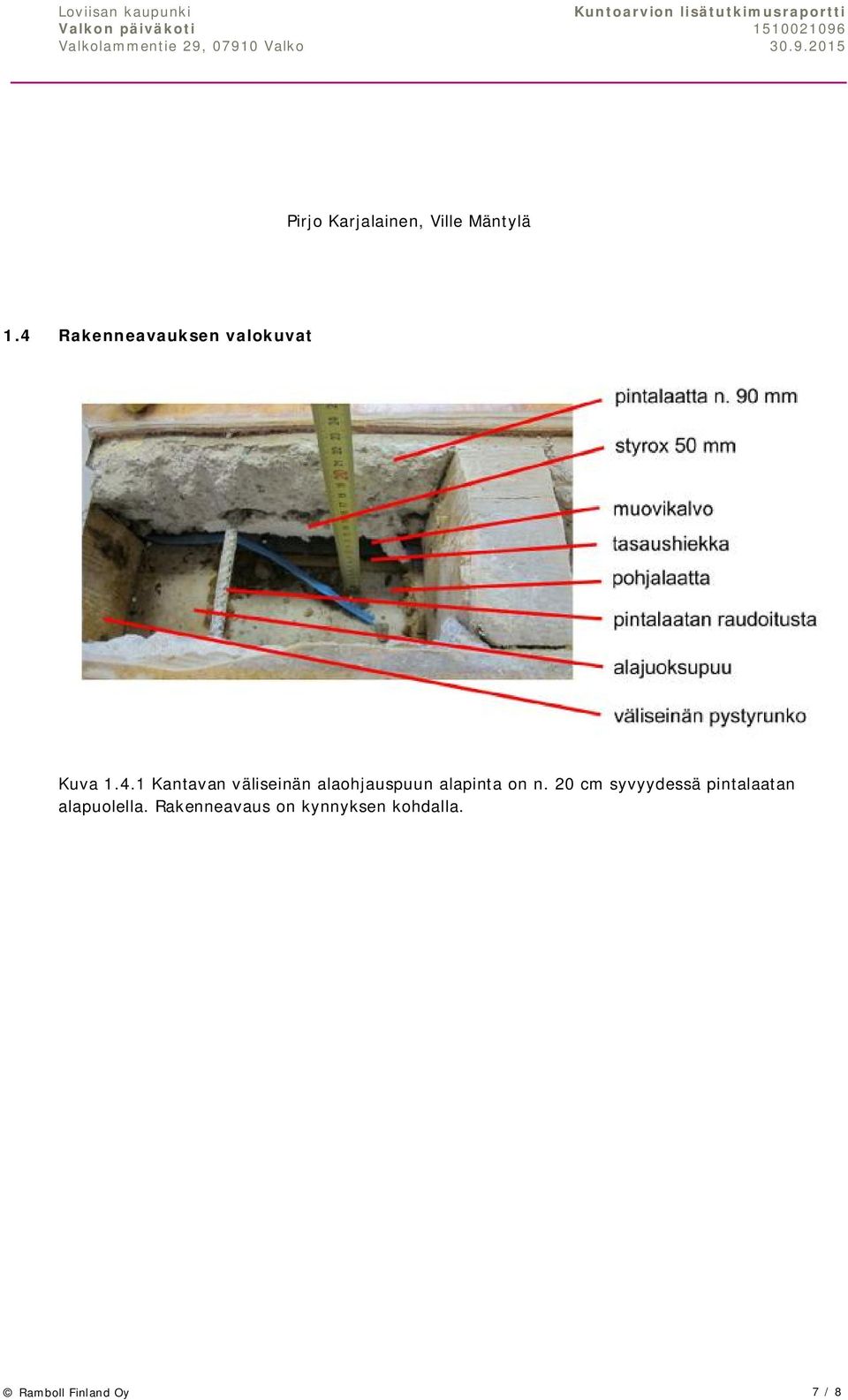 20 cm syvyydessä pintalaatan alapuolella.