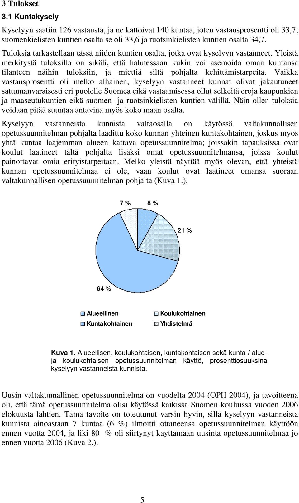 Tuloksia tarkastellaan tässä niiden kuntien osalta, jotka ovat kyselyyn vastanneet.