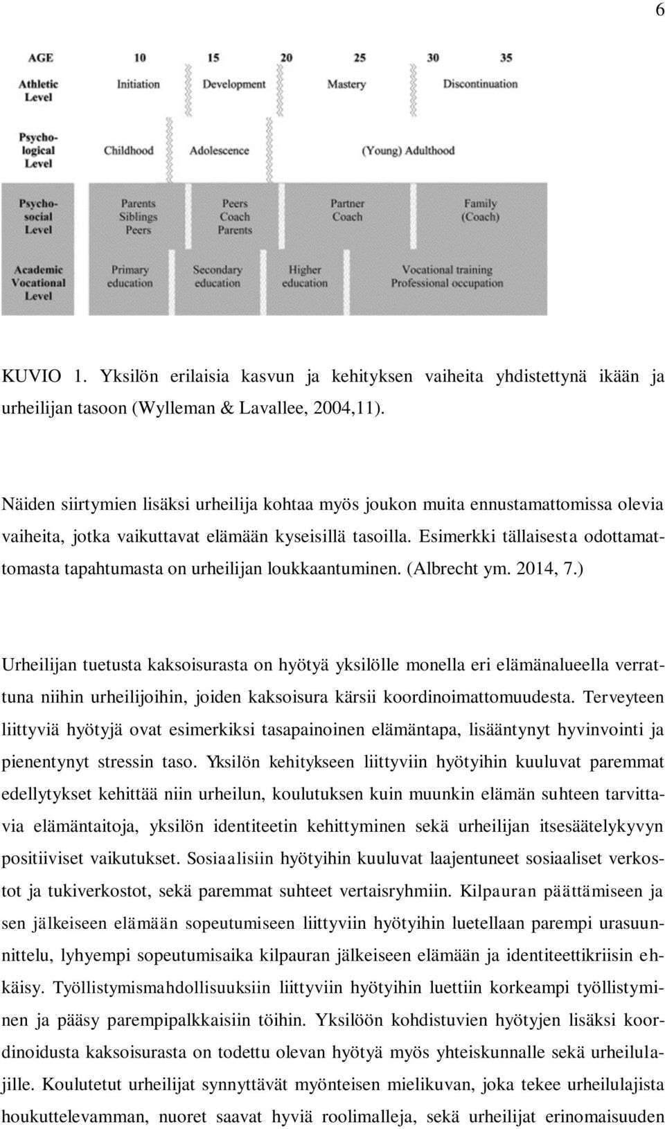 Esimerkki tällaisesta odottamattomasta tapahtumasta on urheilijan loukkaantuminen. (Albrecht ym. 2014, 7.