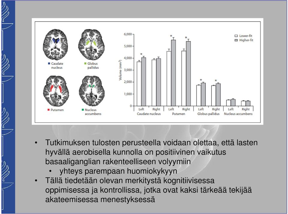 yhteys parempaan huomiokykyyn Tällä tiedetään olevan merkitystä kognitiivisessa