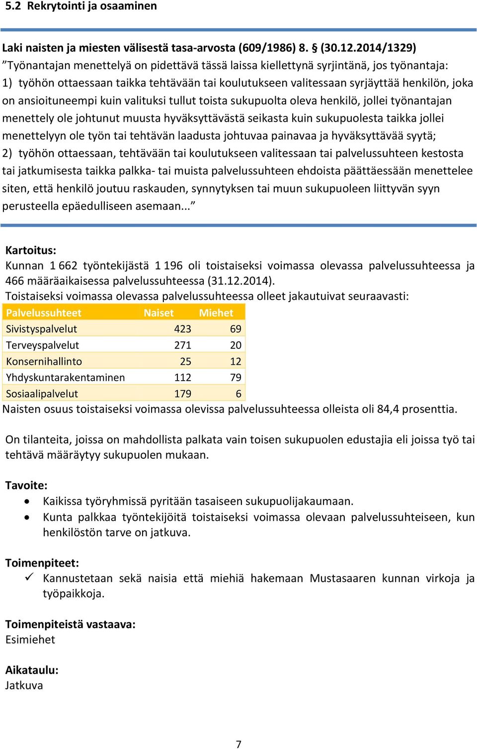 ansioituneempi kuin valituksi tullut toista sukupuolta oleva henkilö, jollei työnantajan menettely ole johtunut muusta hyväksyttävästä seikasta kuin sukupuolesta taikka jollei menettelyyn ole työn