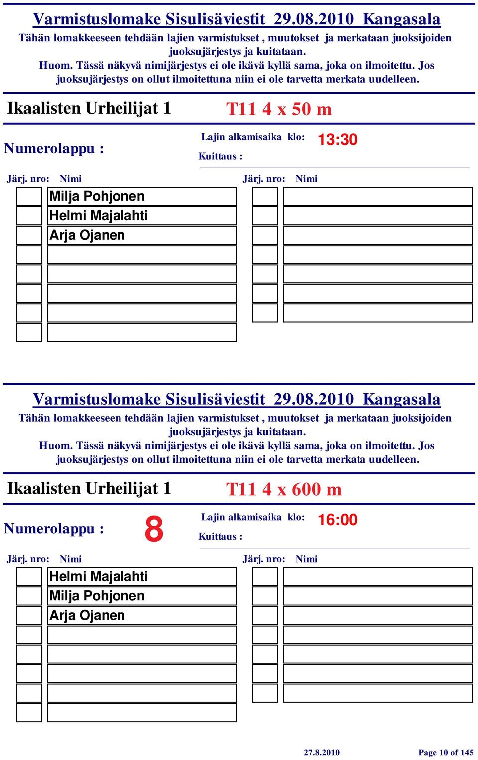 Urheilijat 1 Helmi Majalahti Milja Pohjonen Arja