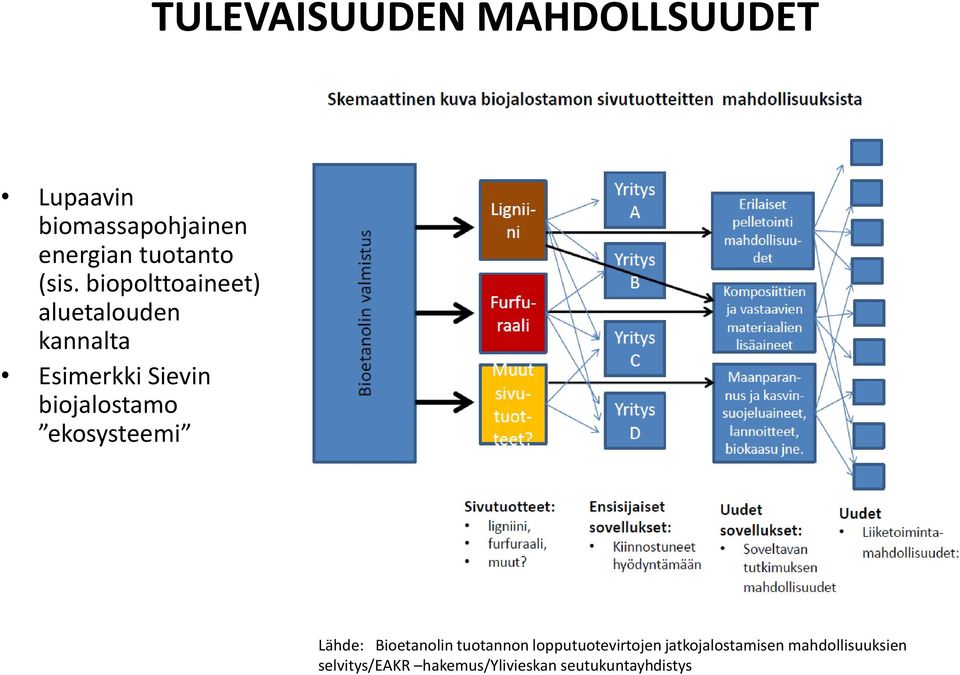 biojalostamo ekosysteemi Lähde: Bioetanolin tuotannon lopputuotevirtojen