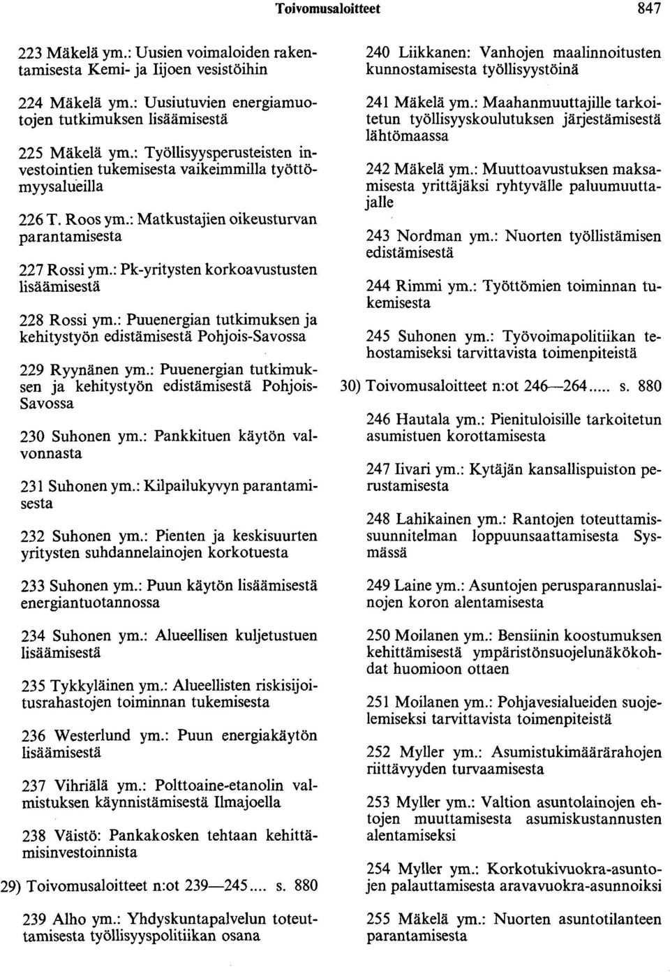 : Pk-yritysten korkoavustusten lisäämisestä 228 Rossi ym.: Puuenergian tutkimuksen ja kehitystyön edistämisestä Pohjois-Savossa 229 Ryynänen ym.