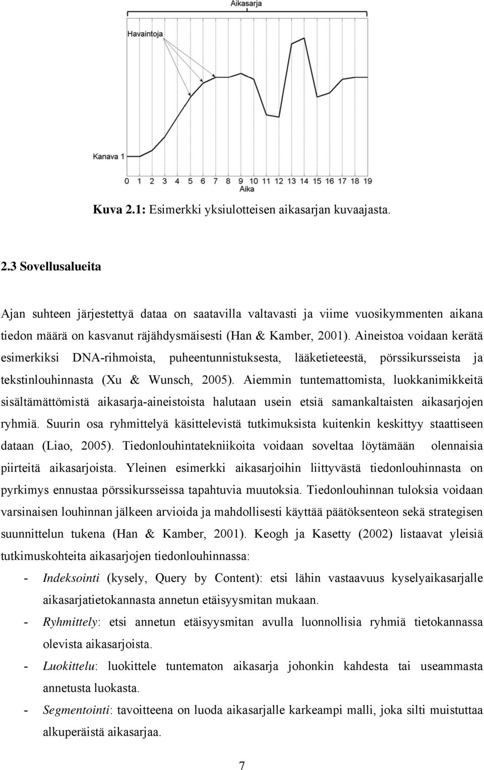 Aiemmin tuntemattomista, luokkanimikkeitä sisältämättömistä aikasarja-aineistoista halutaan usein etsiä samankaltaisten aikasarjojen ryhmiä.