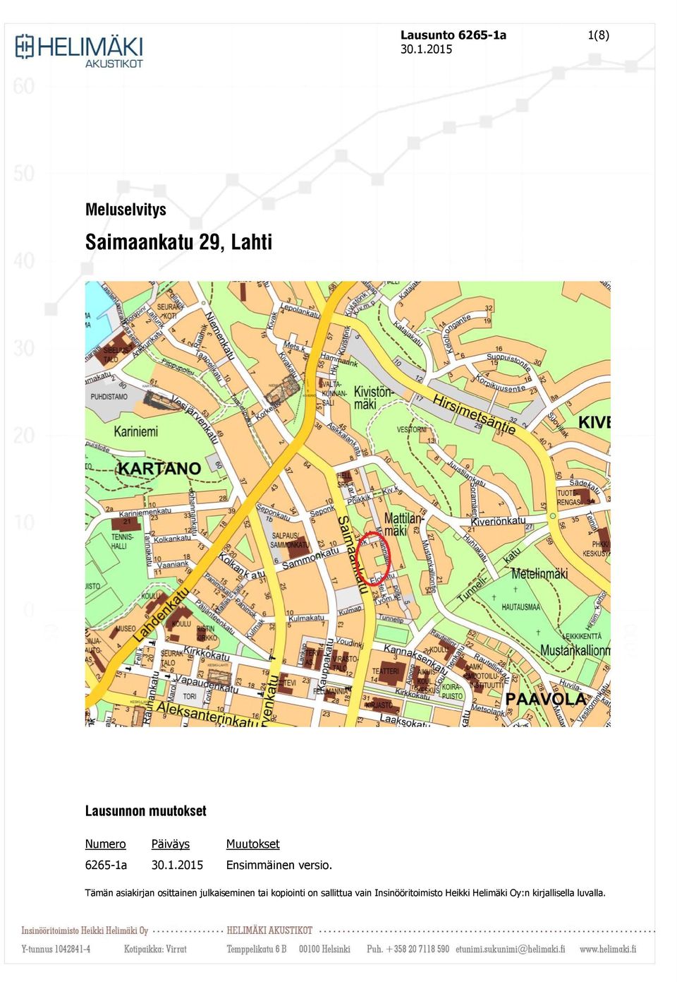 Numero Päiväys Muutokset 6265-1a 30.1.2015 Ensimmäinen versio.