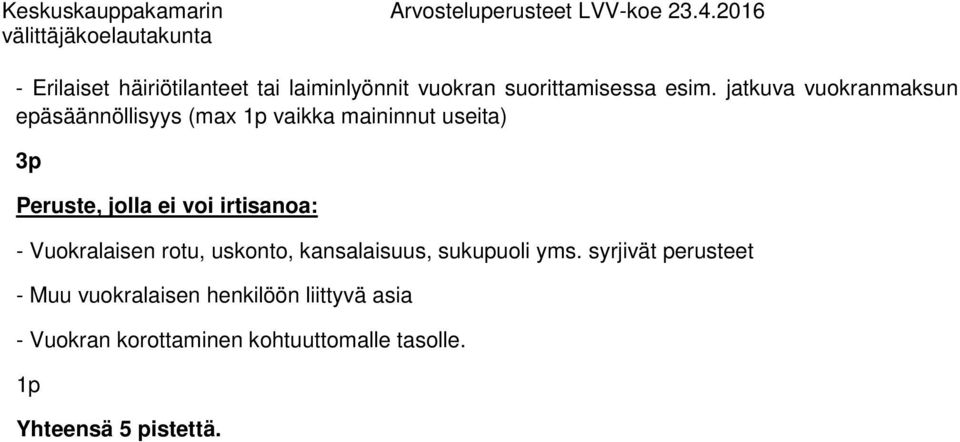 voi irtisanoa: - Vuokralaisen rotu, uskonto, kansalaisuus, sukupuoli yms.