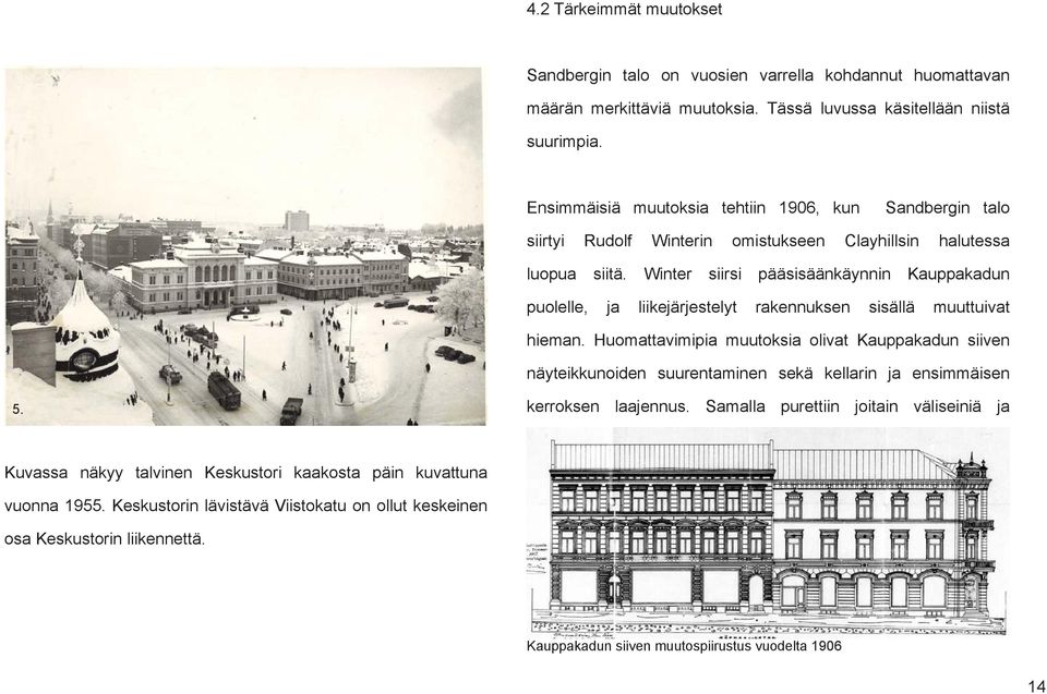 Winter siirsi pääsisäänkäynnin Kauppakadun puolelle, ja liikejärjestelyt rakennuksen sisällä muuttuivat hieman.