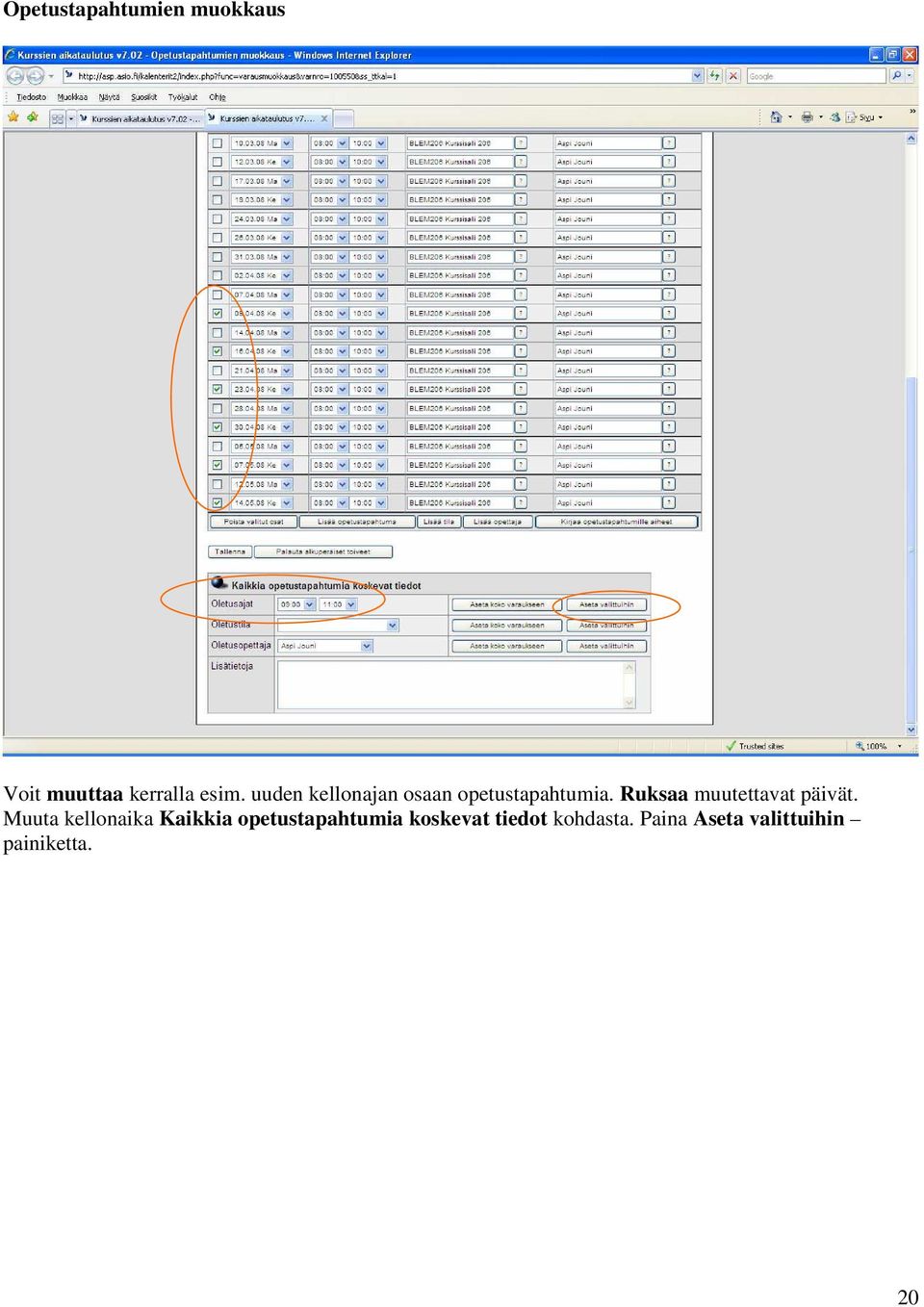 Ruksaa muutettavat päivät.