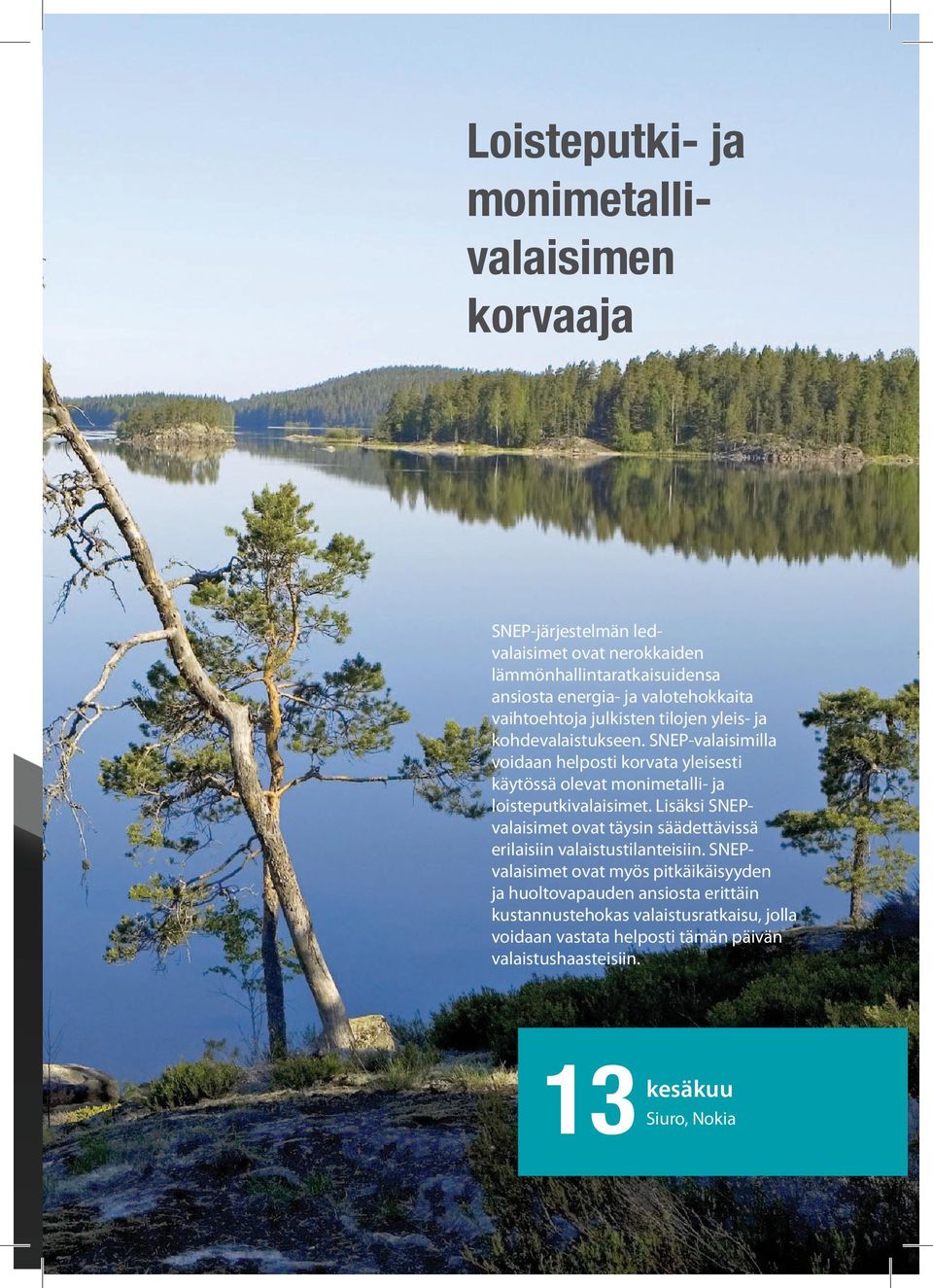 SNEP-valaisimilla voidaan helposti korvata yleisesti käytössä olevat monimetalli- ja loisteputkivalaisimet.