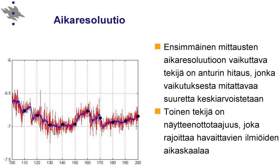 mitattavaa suuretta keskiarvoistetaan Toinen tekijä on