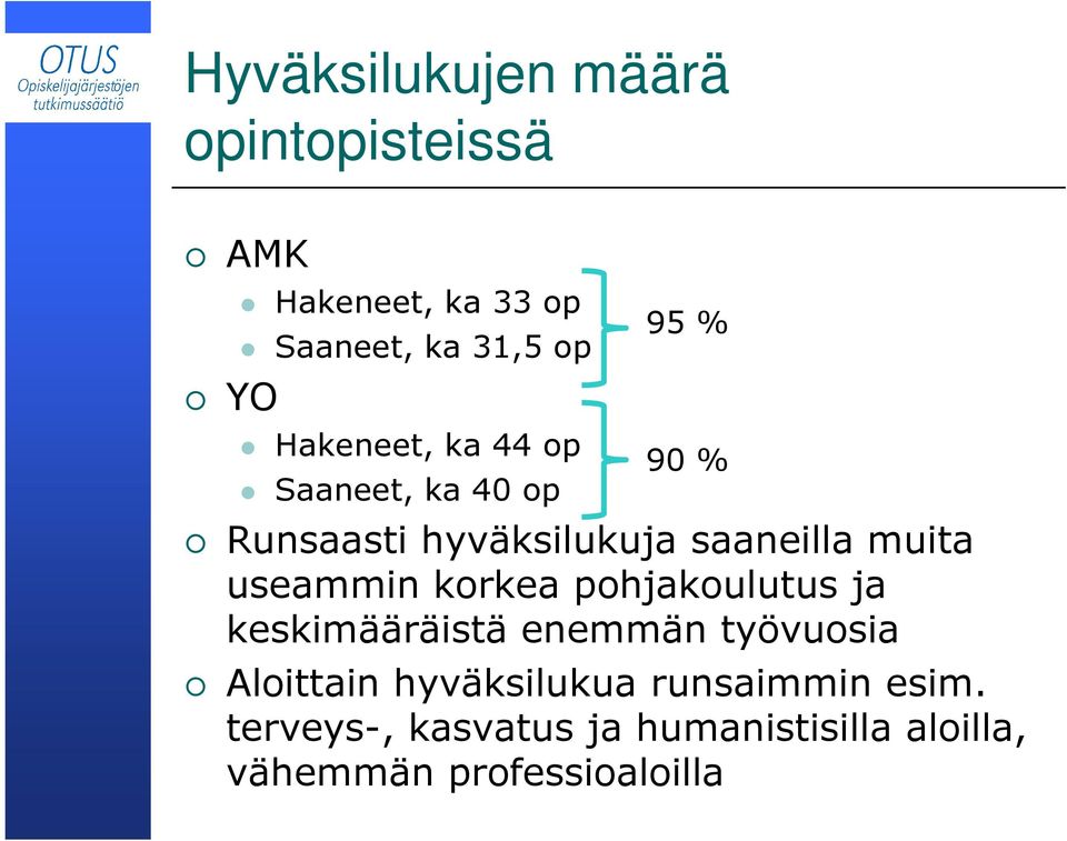 useammin korkea pohjakoulutus ja keskimääräistä enemmän työvuosia Aloittain