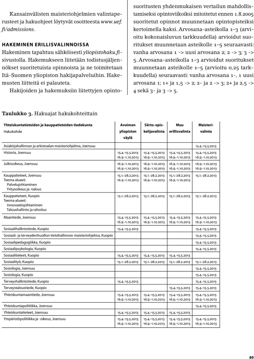 Hakijoiden ja hakemuksiin liitettyjen opintosuoritusten yhdenmukaisen vertailun mahdollistamiseksi opintoviikoiksi mitoitetut ennen 1.8.