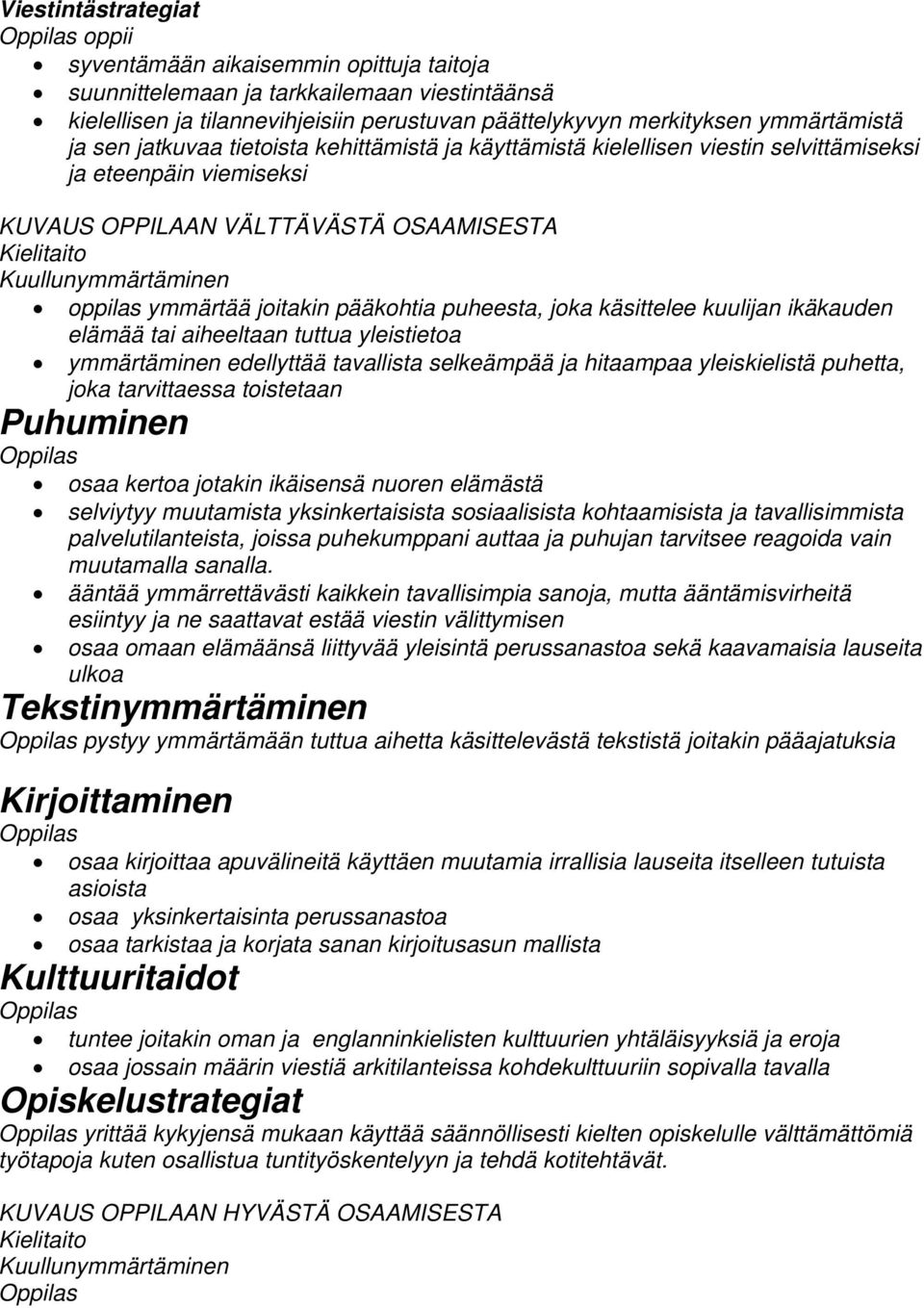 joka käsittelee kuulijan ikäkauden elämää tai aiheeltaan tuttua yleistietoa ymmärtäminen edellyttää tavallista selkeämpää ja hitaampaa yleiskielistä puhetta, joka tarvittaessa toistetaan osaa kertoa