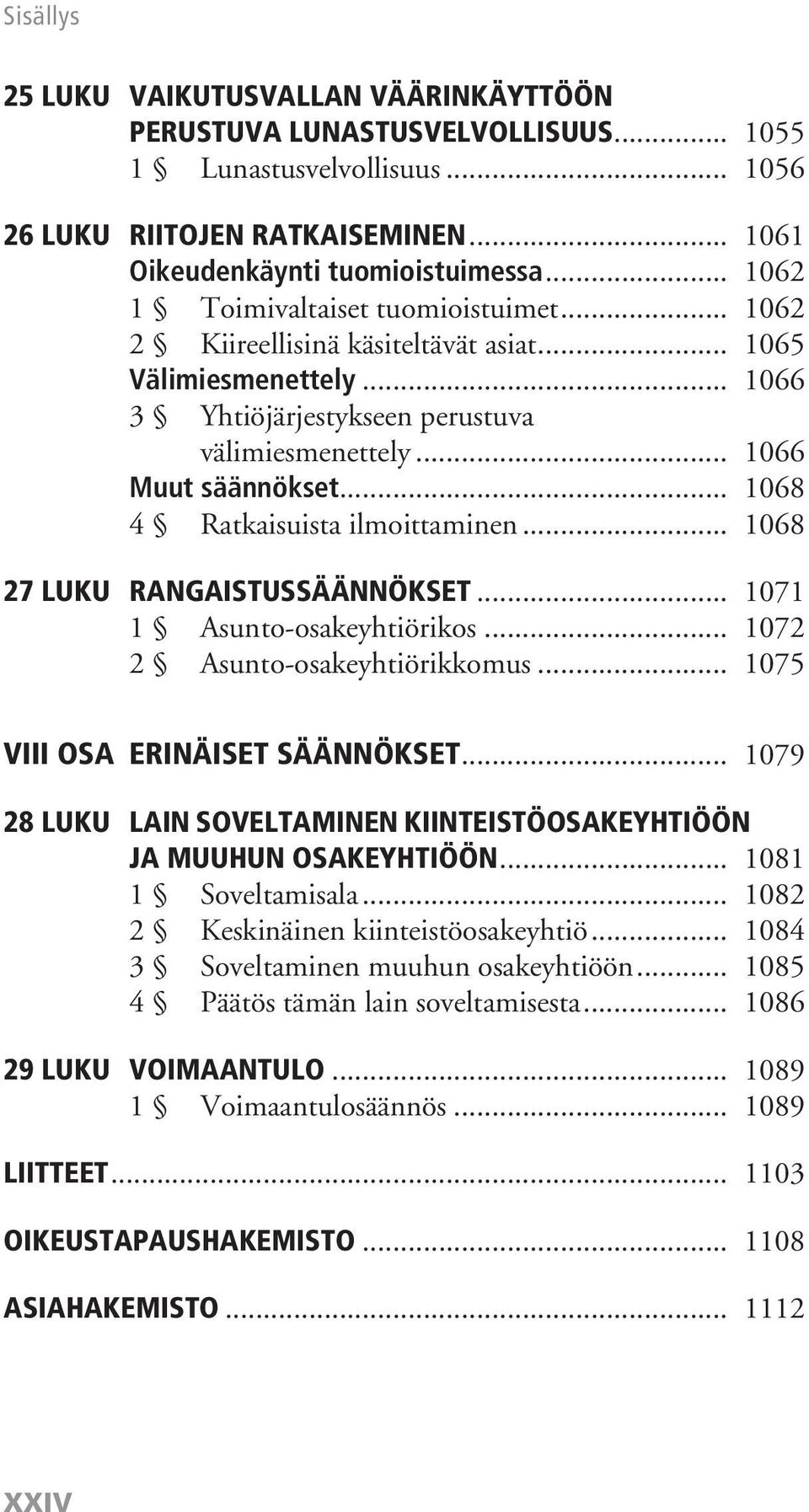 .. 1068 4 Ratkaisuista ilmoittaminen... 1068 27 luku Rangaistussäännökset... 1071 1 Asunto-osakeyhtiörikos... 1072 2 Asunto-osakeyhtiörikkomus... 1075 VIII OSA ERINÄISET SÄÄNNÖKSET.