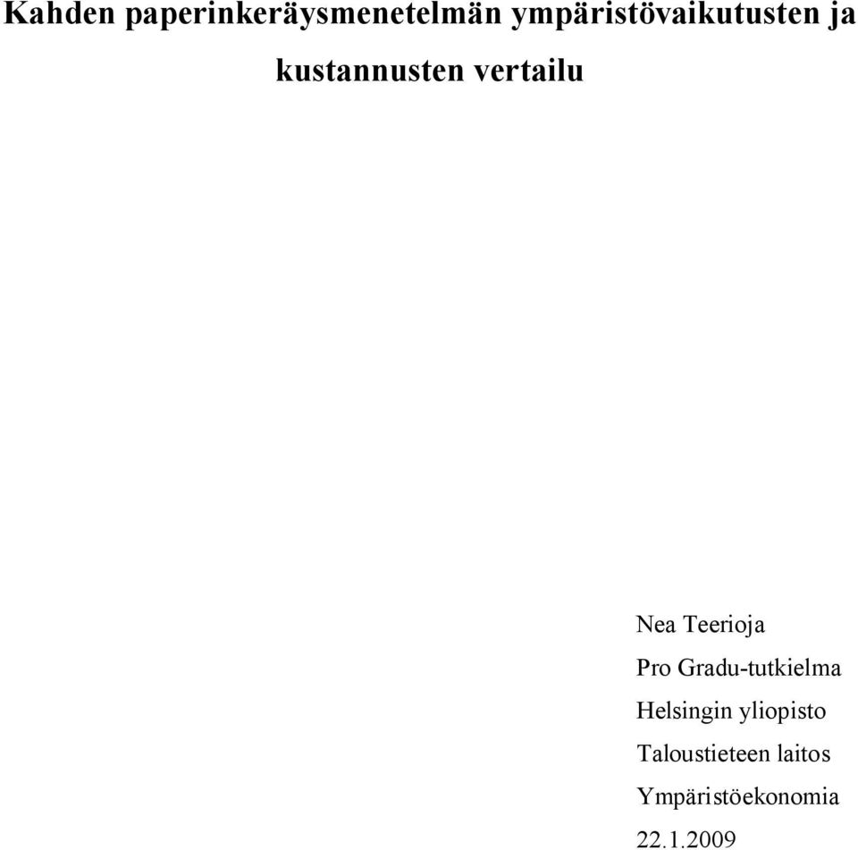 vertailu Nea Teerija Pr Gradu-tutkielma