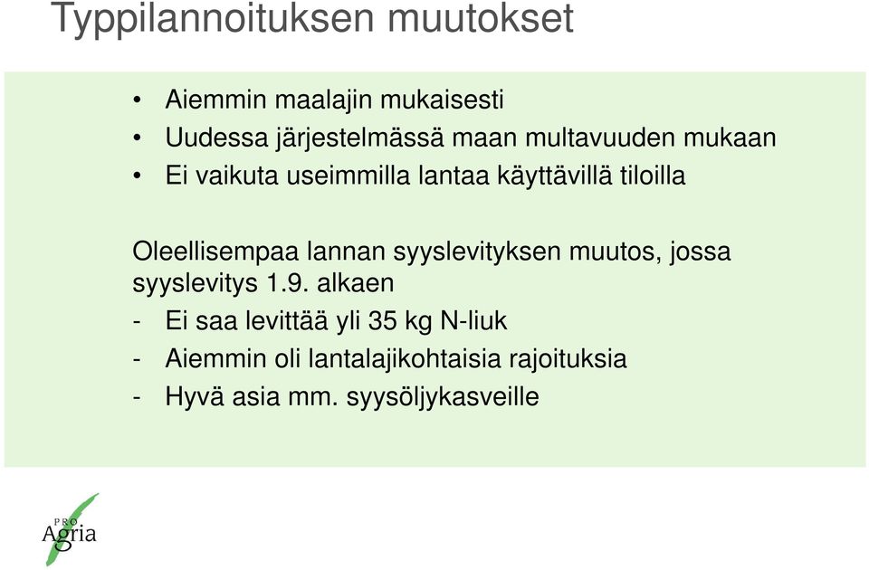 lannan syyslevityksen muutos, jossa syyslevitys 1.9.