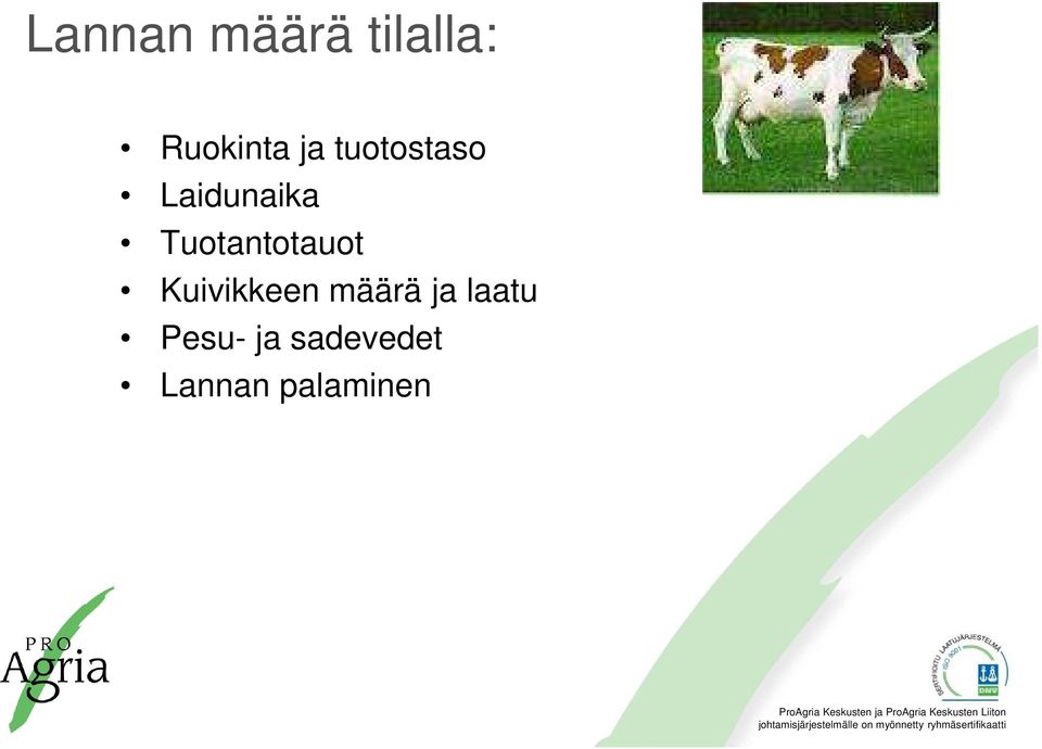 Tuotantotauot Kuivikkeen määrä