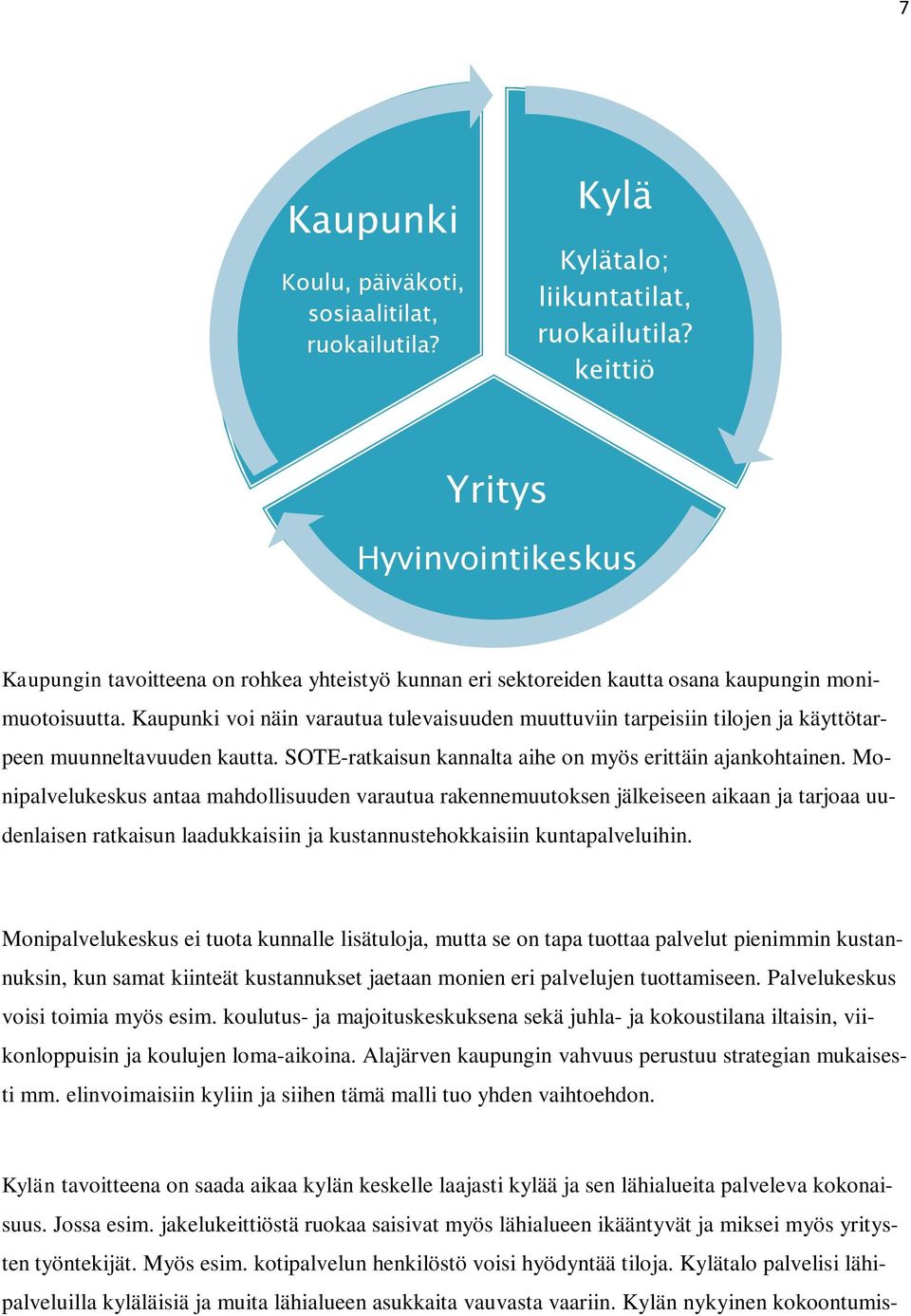 Kaupunki voi näin varautua tulevaisuuden muuttuviin tarpeisiin tilojen ja käyttötarpeen muunneltavuuden kautta. SOTE-ratkaisun kannalta aihe on myös erittäin ajankohtainen.