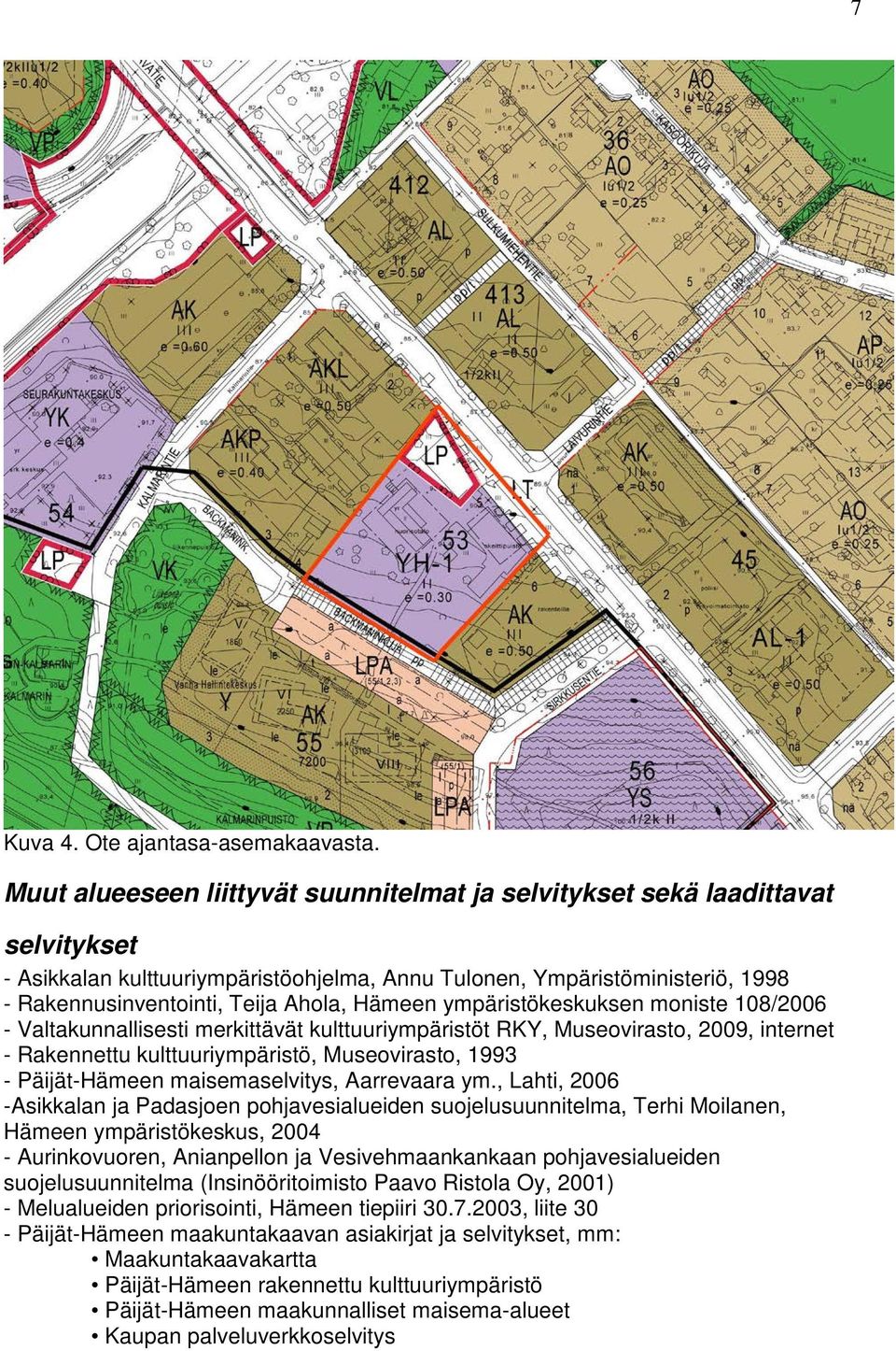 Hämeen ympäristökeskuksen moniste 108/2006 - Valtakunnallisesti merkittävät kulttuuriympäristöt RKY, Museovirasto, 2009, internet - Rakennettu kulttuuriympäristö, Museovirasto, 1993 - Päijät-Hämeen