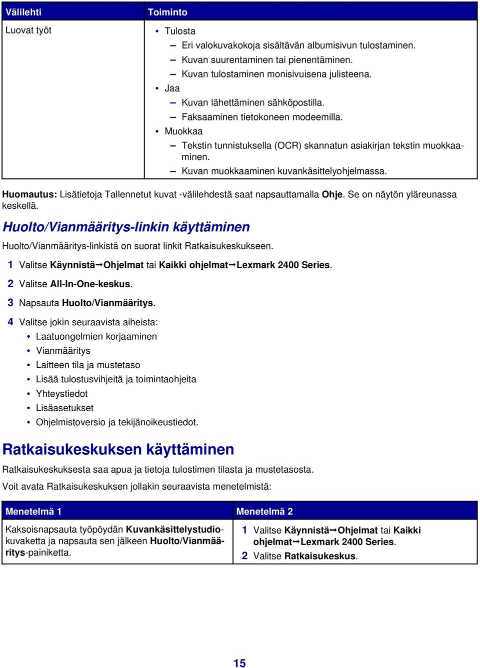 Huomautus: Lisätietoja Tallennetut kuvat -välilehdestä saat napsauttamalla Ohje. Se on näytön yläreunassa keskellä.