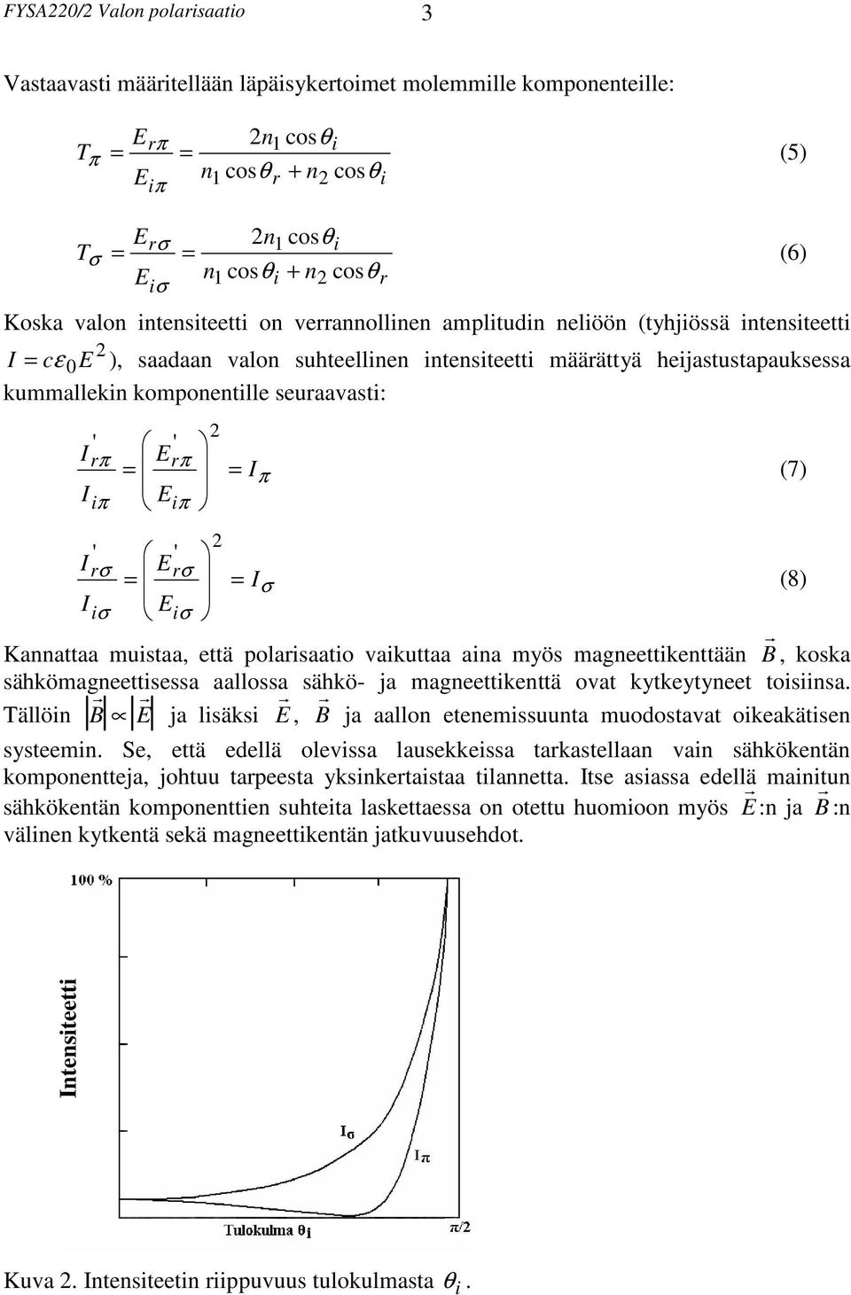 σ r Kannattaa mustaa, että polarsaato vakuttaa ana myös magneettkenttään B, koska sähkömagneettsessa aallossa sähkö- ja magneettkenttä ovat kytkeytyneet tosnsa.