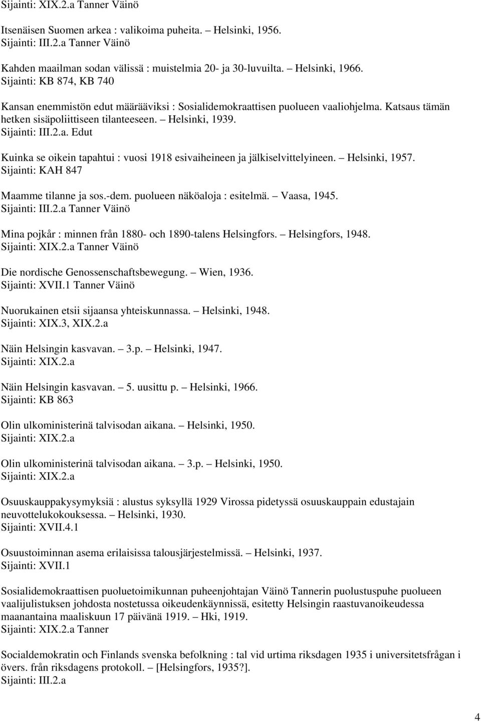 . Edut Kuinka se oikein tapahtui : vuosi 1918 esivaiheineen ja jälkiselvittelyineen. Helsinki, 1957. Sijainti: KAH 847 Maamme tilanne ja sos.-dem. puolueen näköaloja : esitelmä. Vaasa, 1945.