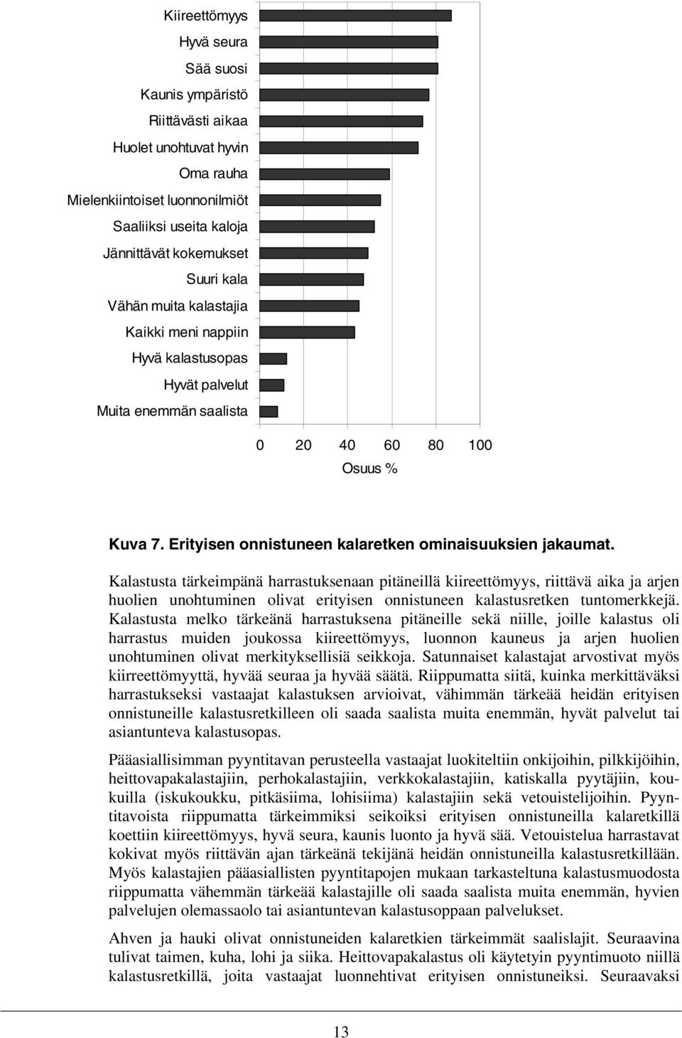 Kalastusta tärkeimpänä harrastuksenaan pitäneillä kiireettömyys, riittävä aika ja arjen huolien unohtuminen olivat erityisen onnistuneen kalastusretken tuntomerkkejä.