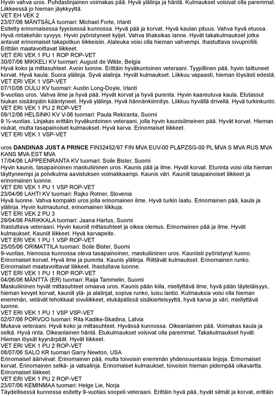 Hyvin pyöristyneet kyljet. Vahva lihaksikas lanne. Hyvät takakulmaukset jotka antavat erinomaiset takapotkun liikkeisiin. Alaleuka voisi olla hieman vahvempi. Ihastuttava sivuprofiili.