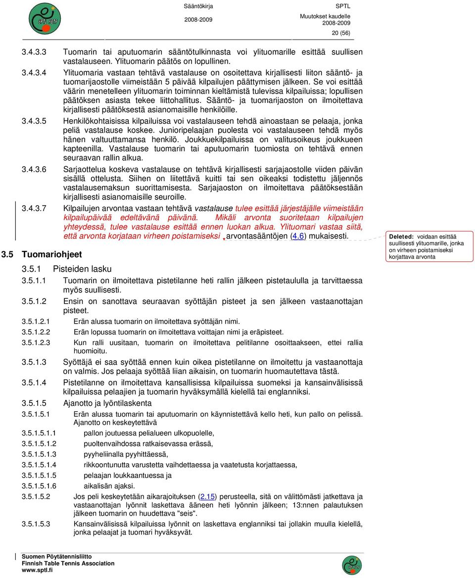 Sääntö- ja tuomarijaoston on ilmoitettava kirjallisesti päätöksestä asianomaisille henkilöille. 3.