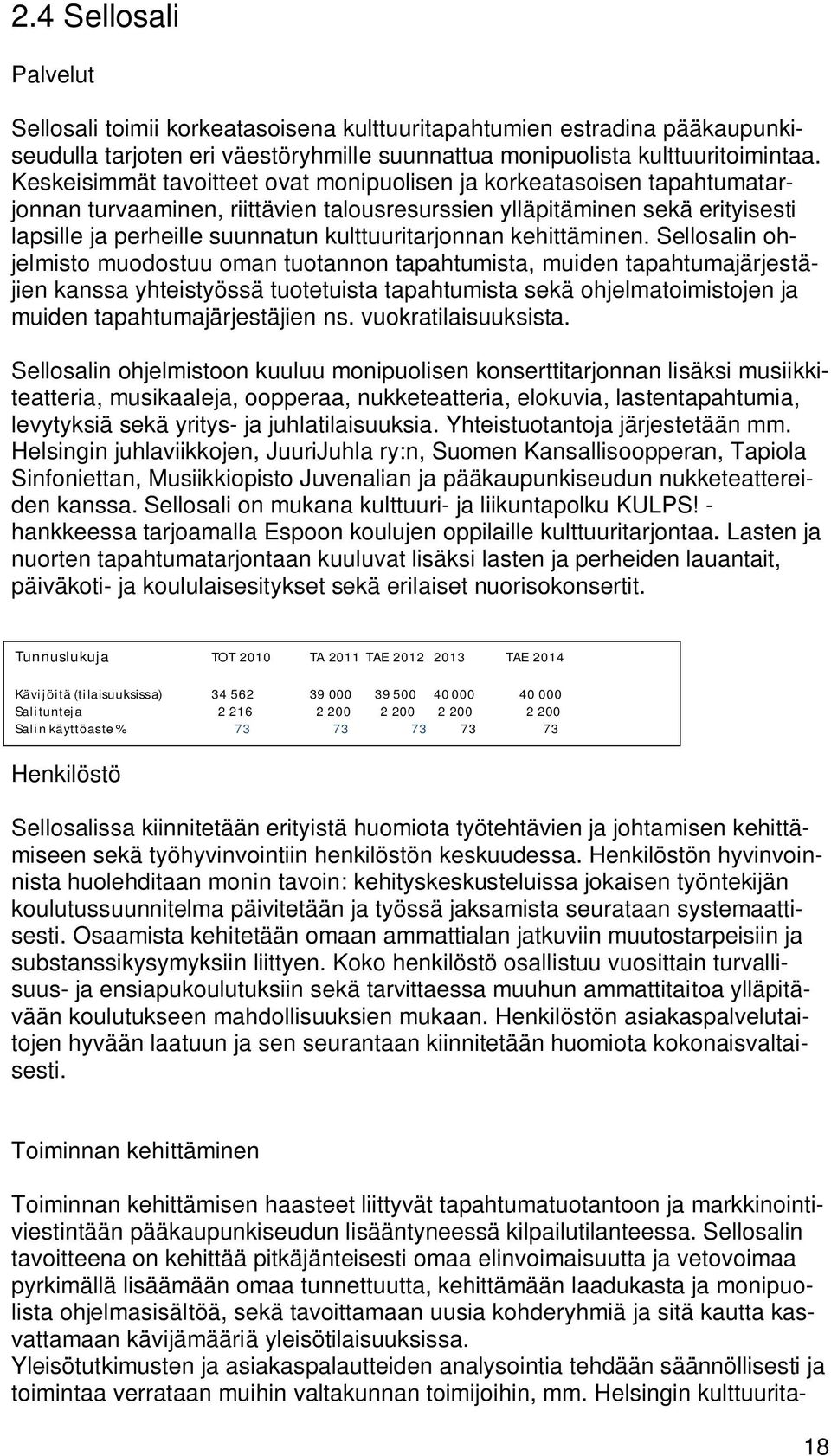 kulttuuritarjonnan kehittäminen.